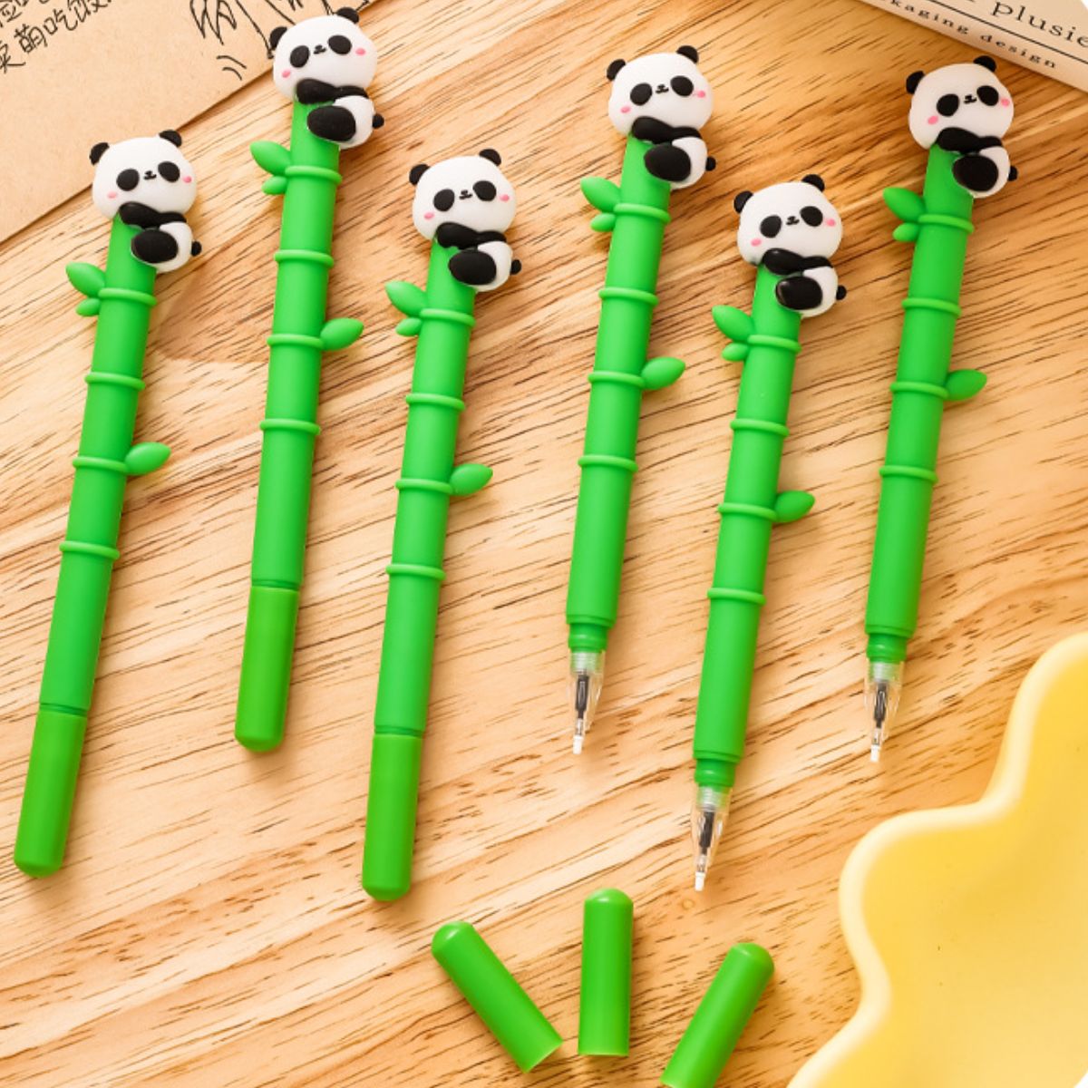 Panda bamboo gel pen student soft gel cute learning stationery