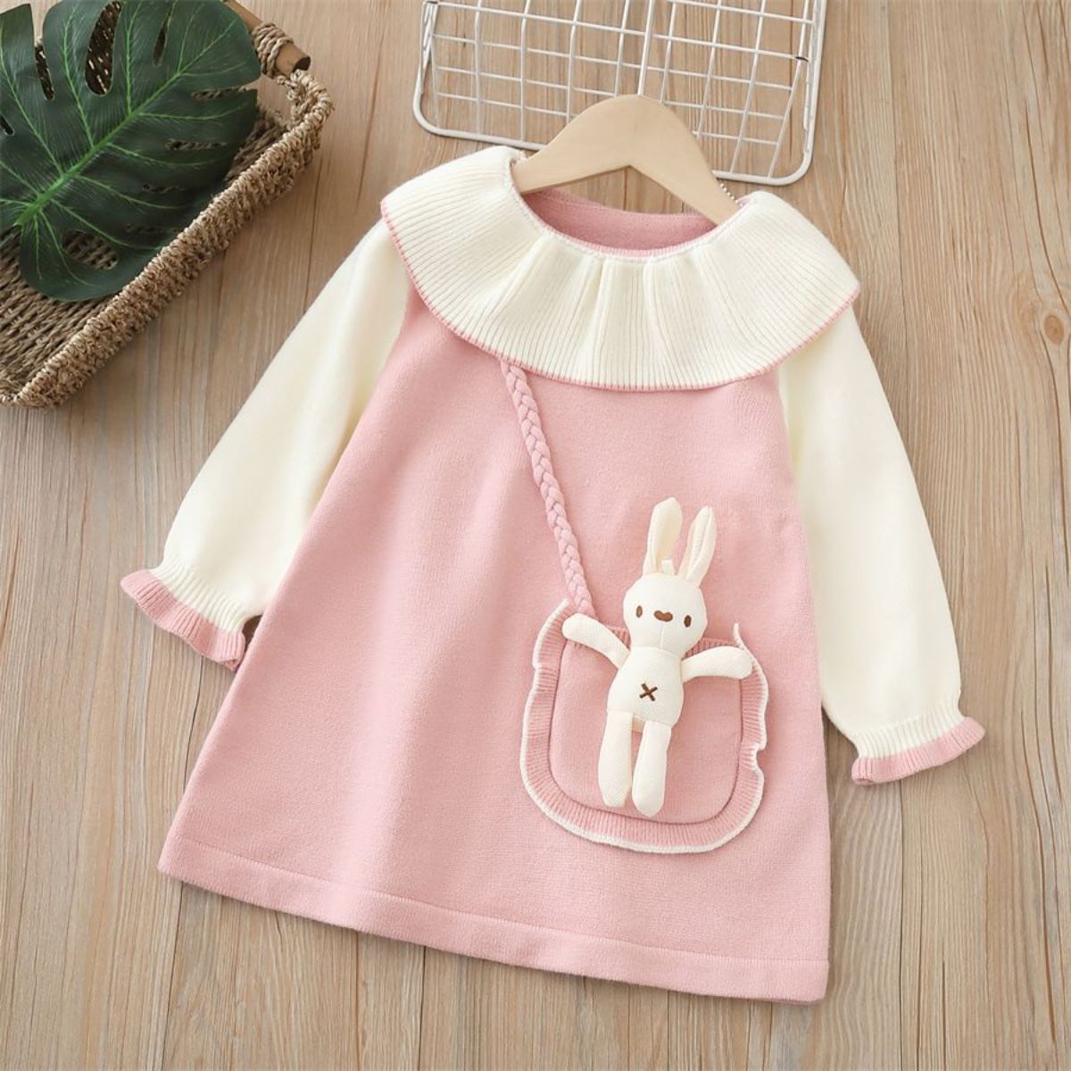 Girls sweater dress autumn and winter new backpack cute skirt