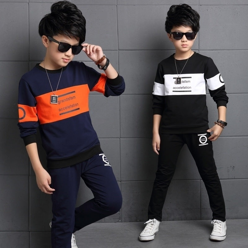 Children's long-sleeved T-shirt boy's clothing two-piece set