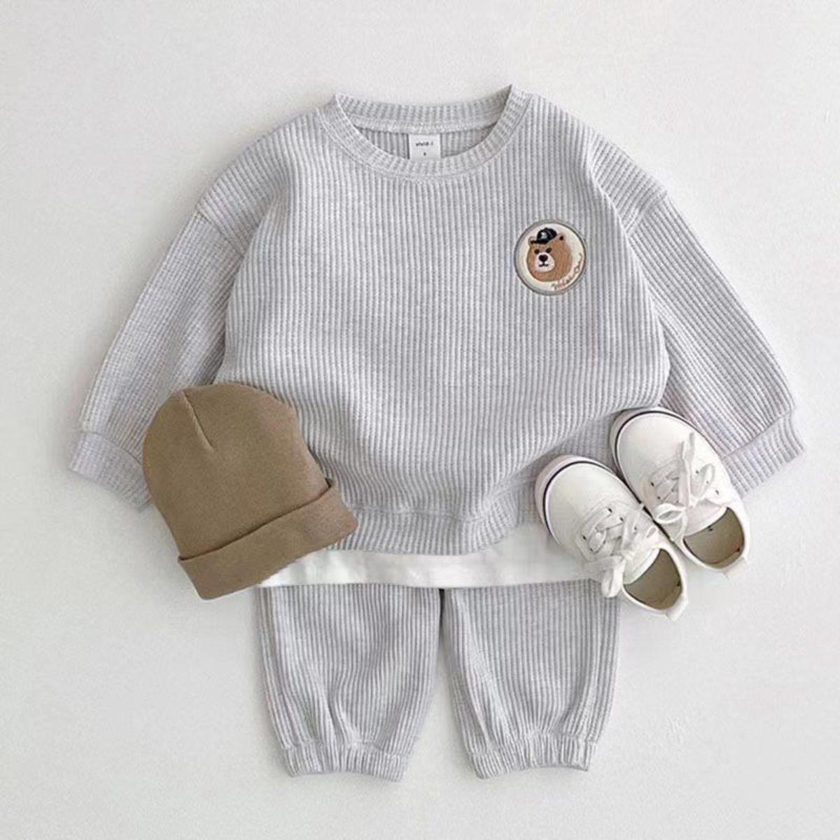 Autumn and winter boys and girls cartoon casual waffle suit