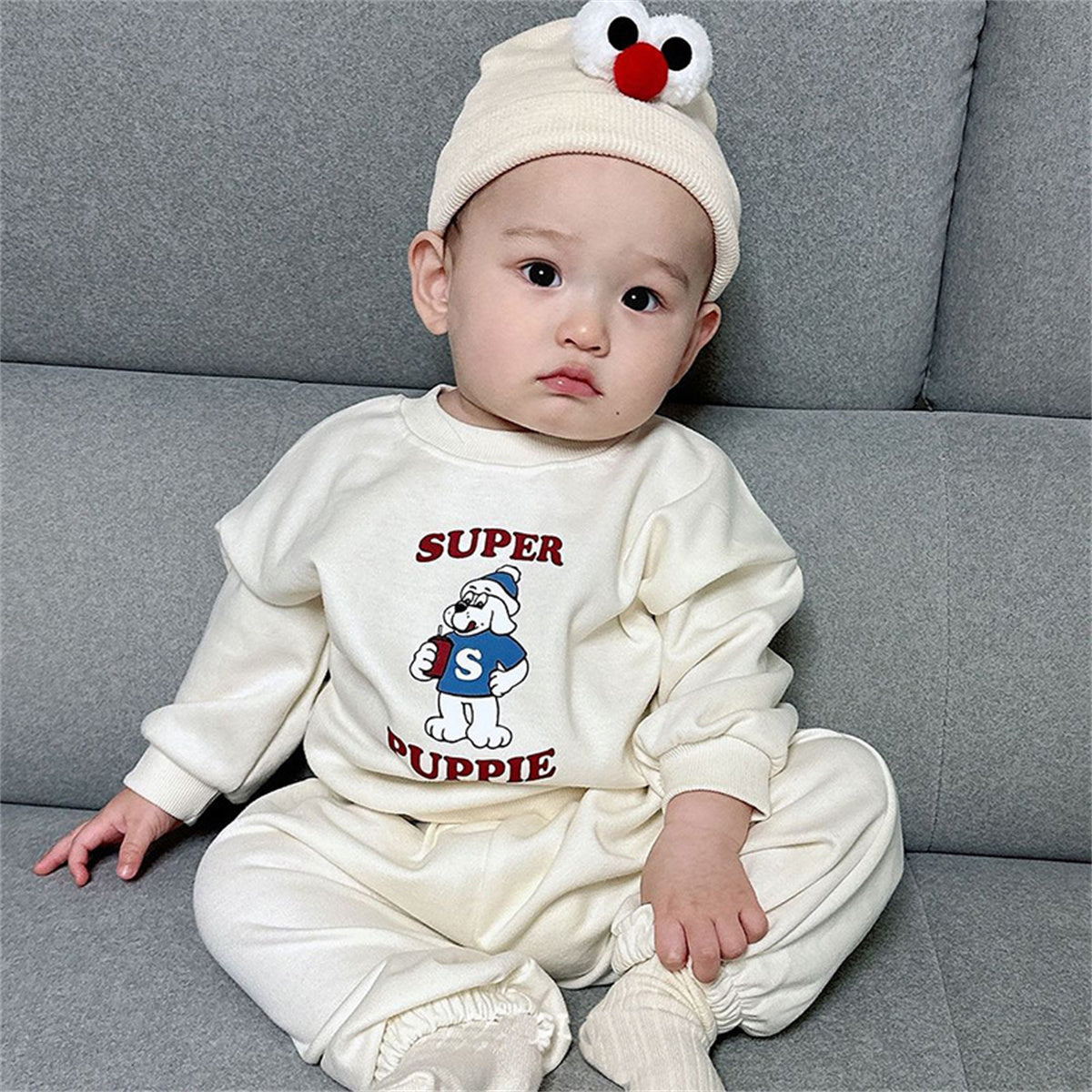 Infant and Toddler Letter Cartoon Cute Casual Children's Suit with Hood