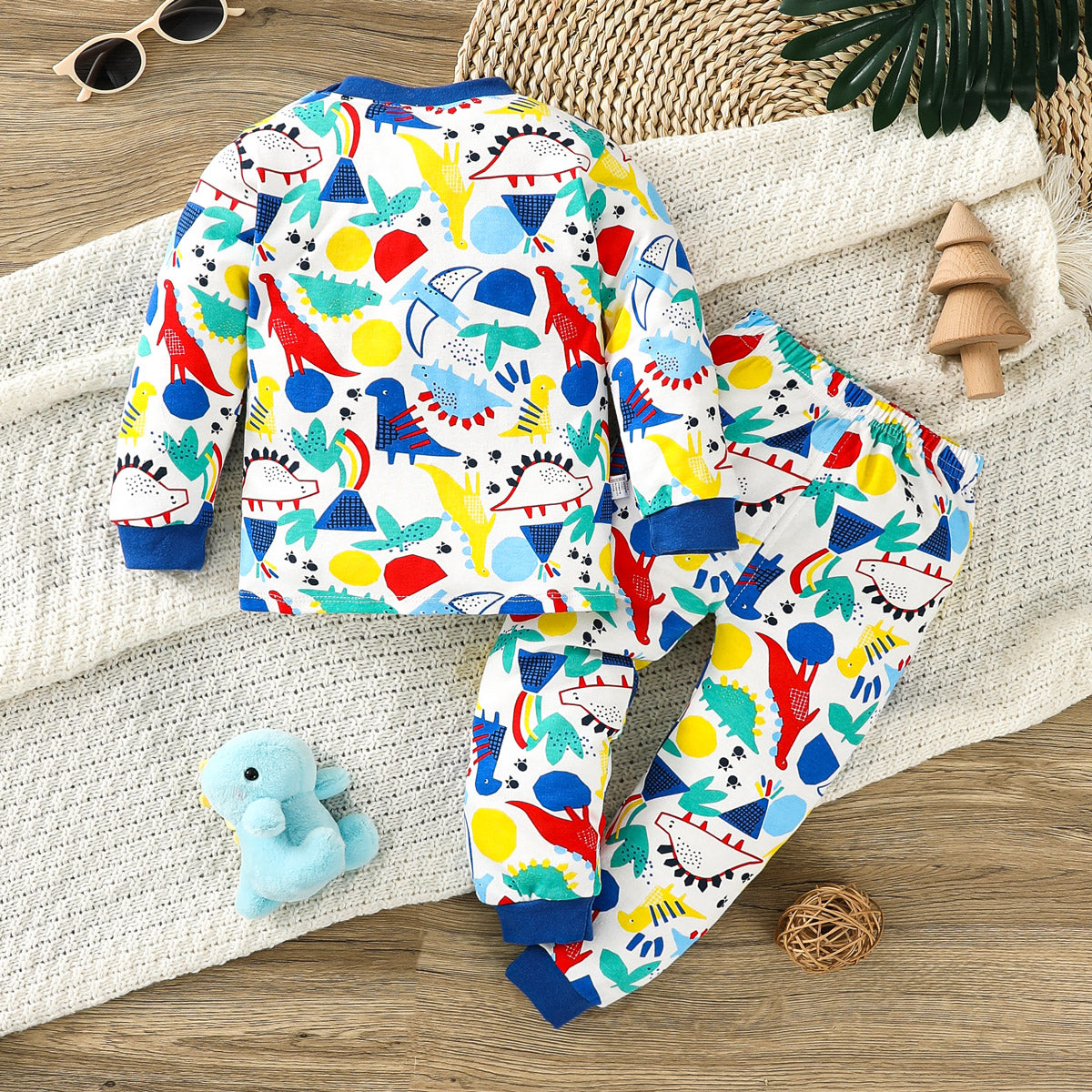 Cute cartoon pure cotton baby home wear pajamas set