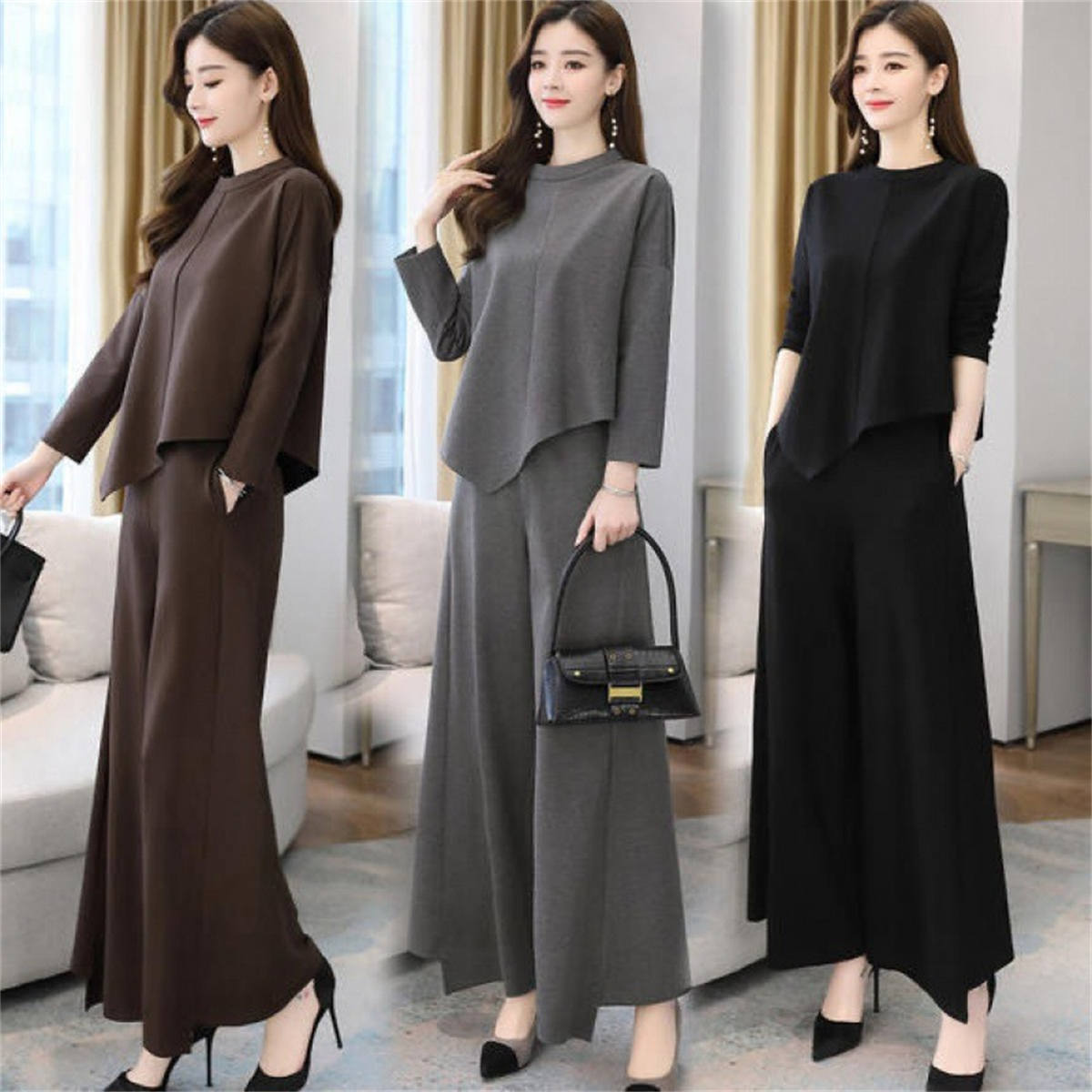 Women's slim casual temperament skirt and pants two-piece suit