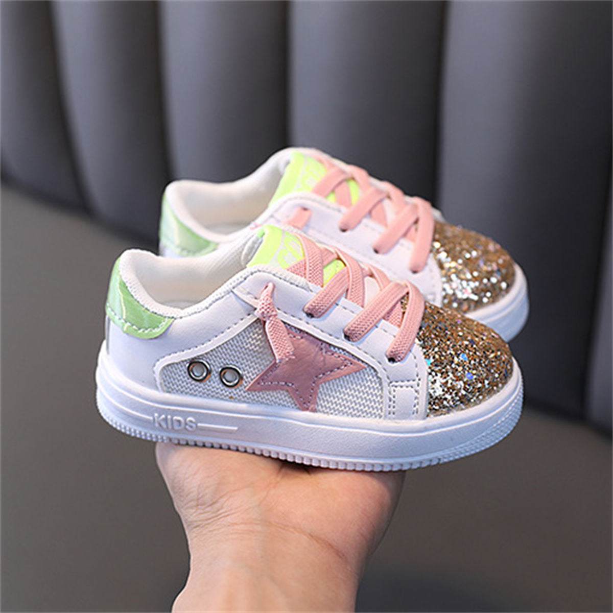 Toddler Girls Autumn Fashion Urban Style Sequined Stars Low-top Sneakers