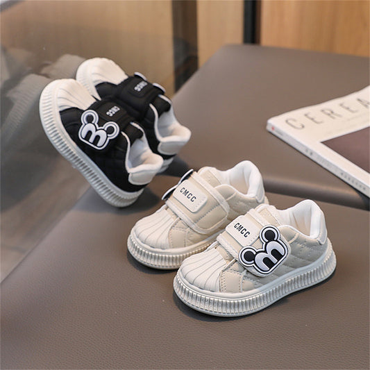 Children's and boys' spring and autumn cute little bear Velcro shell toe low-top sneakers