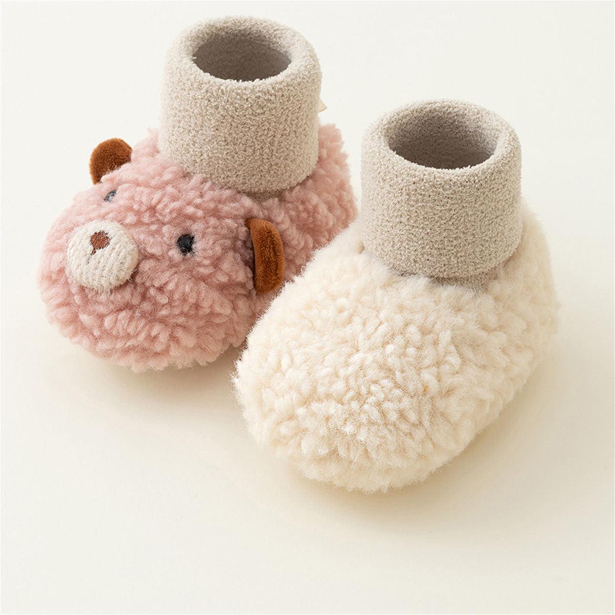 Winter plush cute bear style cotton shoes for baby boys and girls