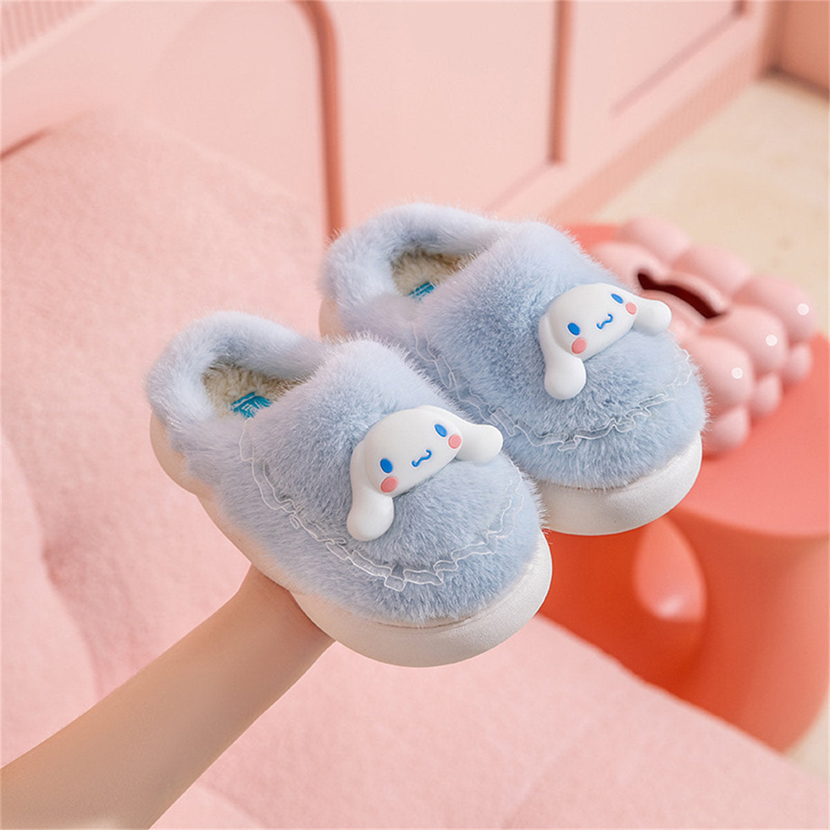 Cute Sanrio casual home warm soft cotton slippers for middle and large children and girls