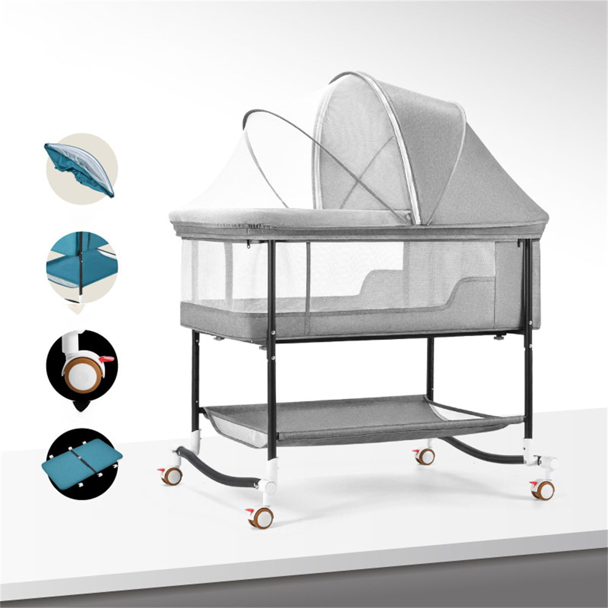 Crib newborn baby crib bed mobile portable children sleeping basket bed European-style folding crib versatile