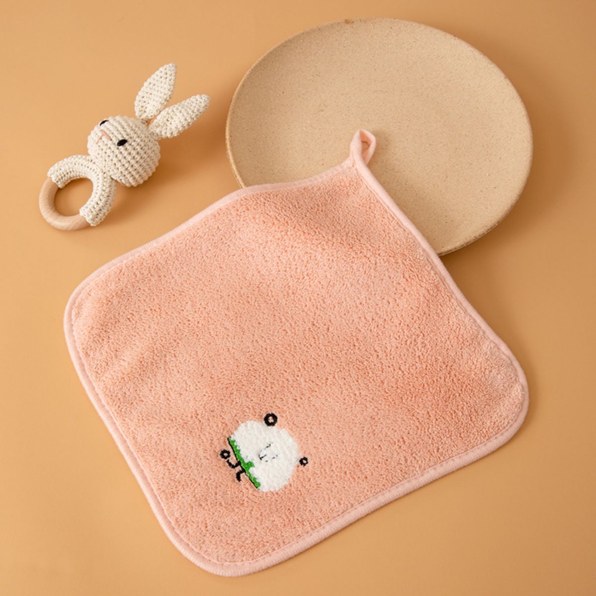 Children's square soft embroidered face towel