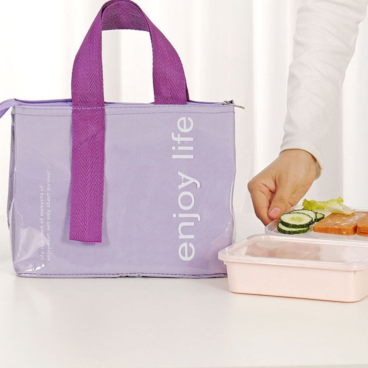 Waterproof and oil-proof lunch bag, meal bag, portable insulation bag, portable lunch box bag with rice bag storage bag