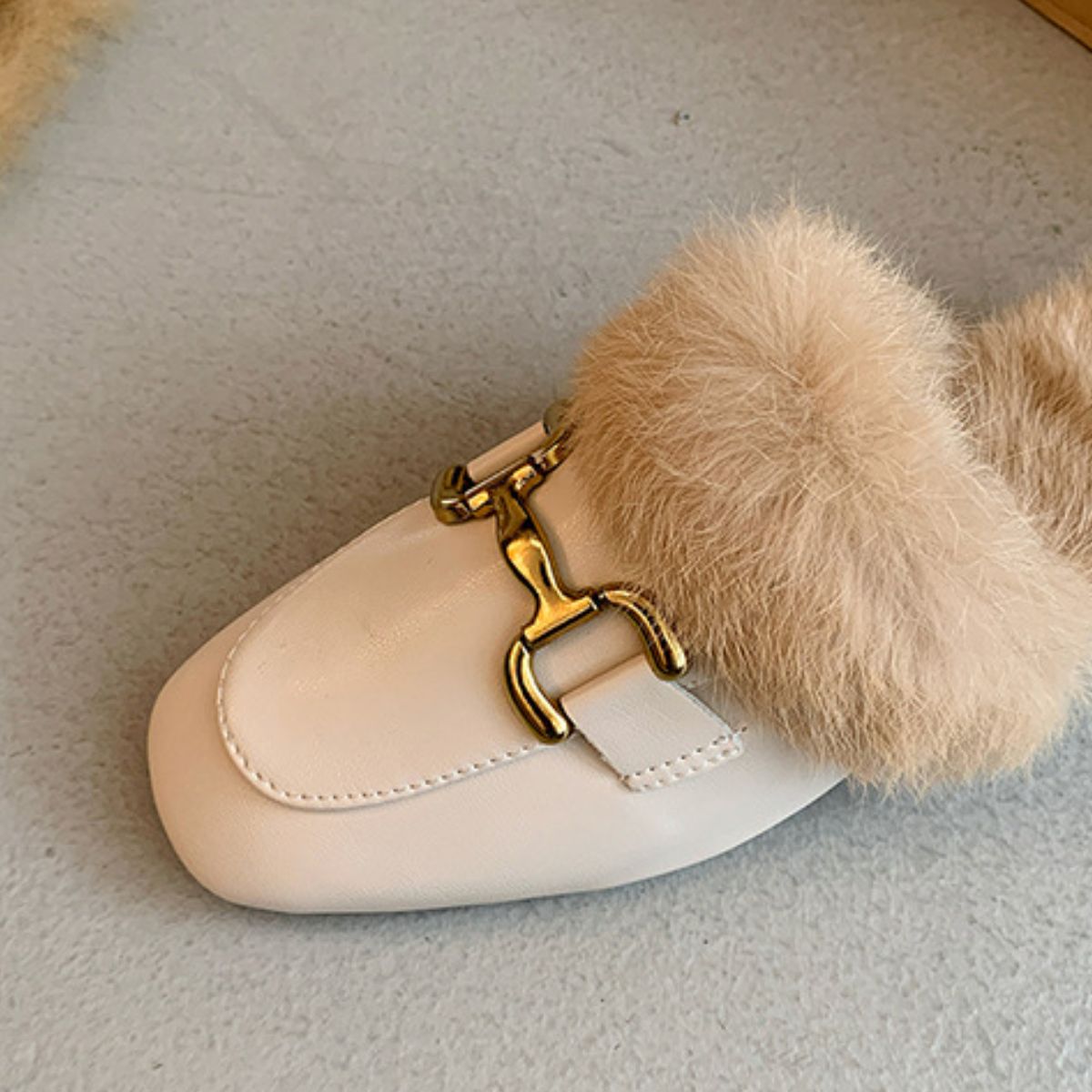 Fashionable and versatile closed-toe velvet half-slippers