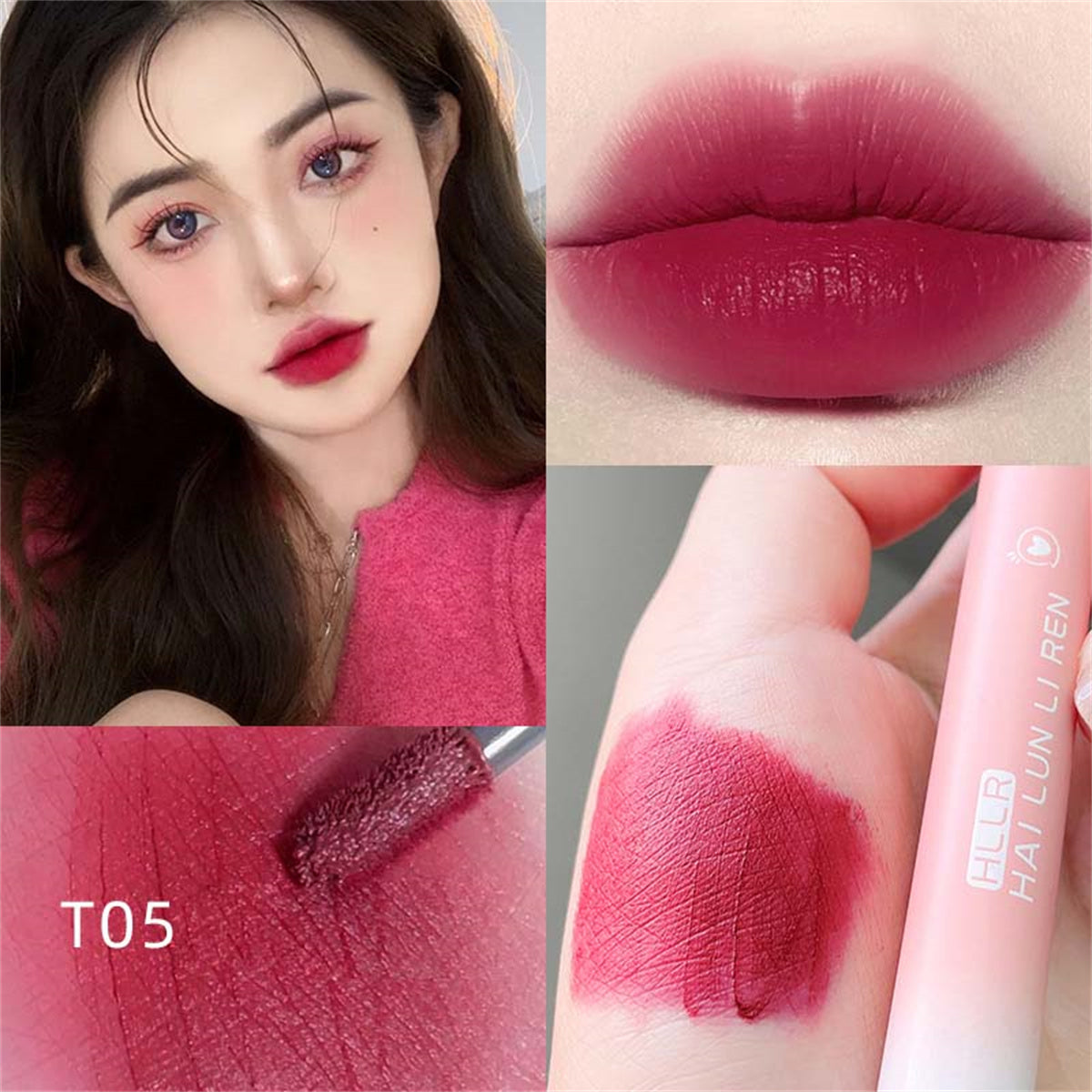 Women's pink matte velvet lipstick