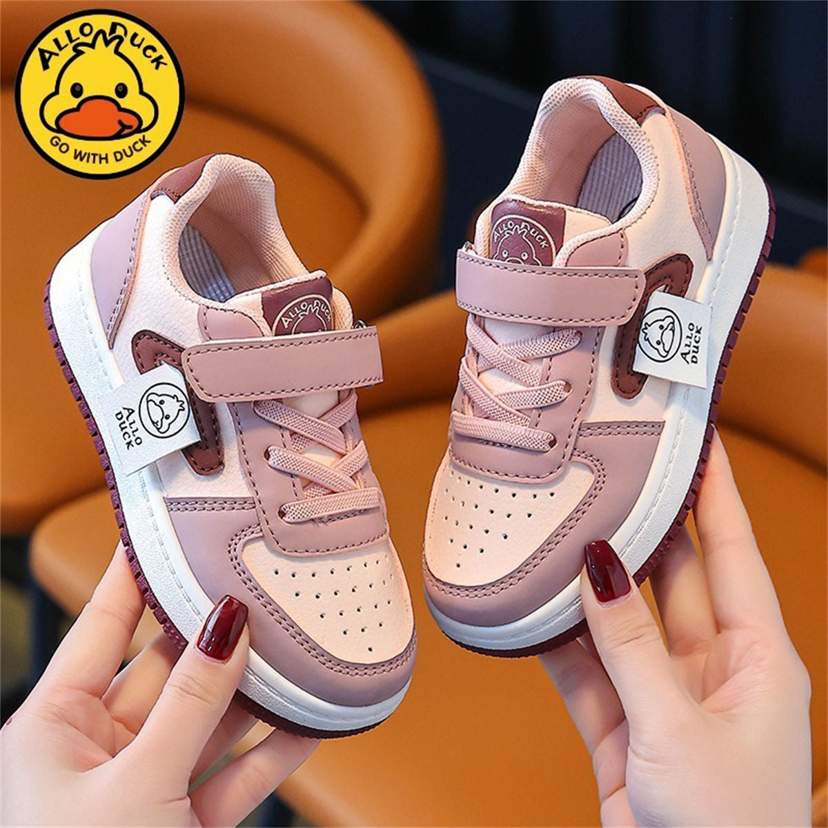 Autumn yellow duck breathable waterproof low-top sneakers for boys and girls