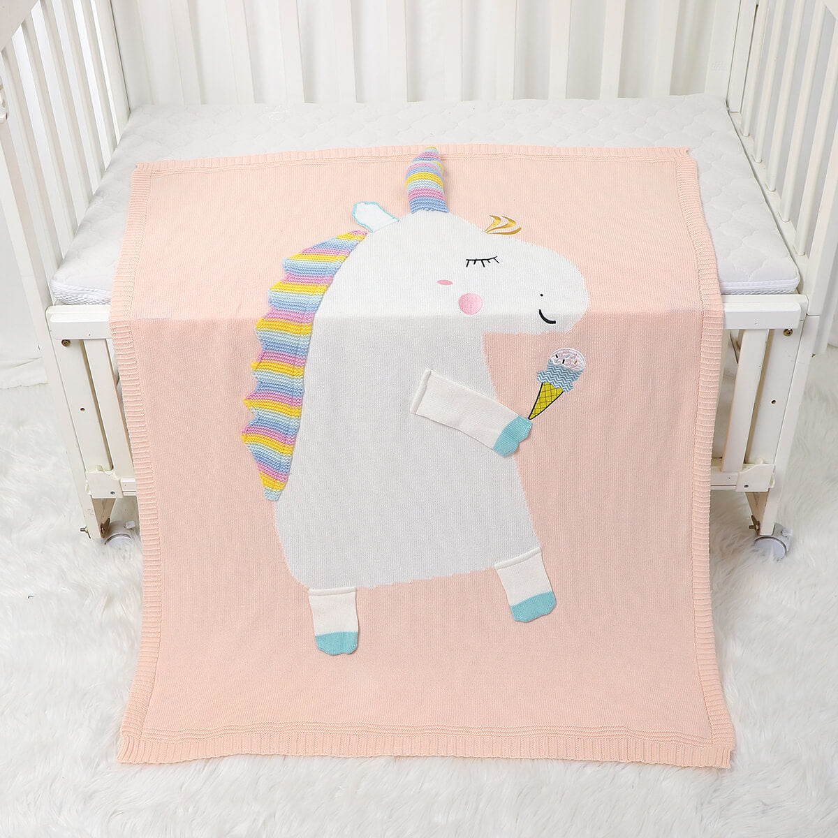 Baby Knitted 3D Unicorn Blanket