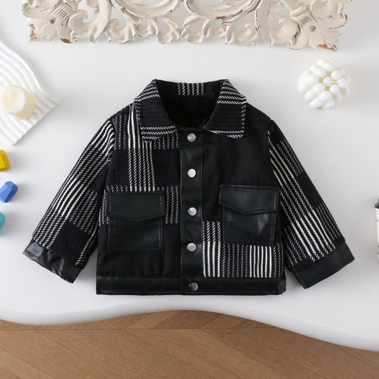 Children&#39;s clothing boys&#39; jackets plus velvet and thickened autumn and winter new cool and stylish children&#39;s winter casual jackets