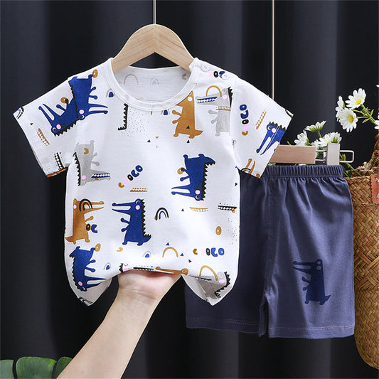 Boys' short-sleeved cartoon pattern home wear suit