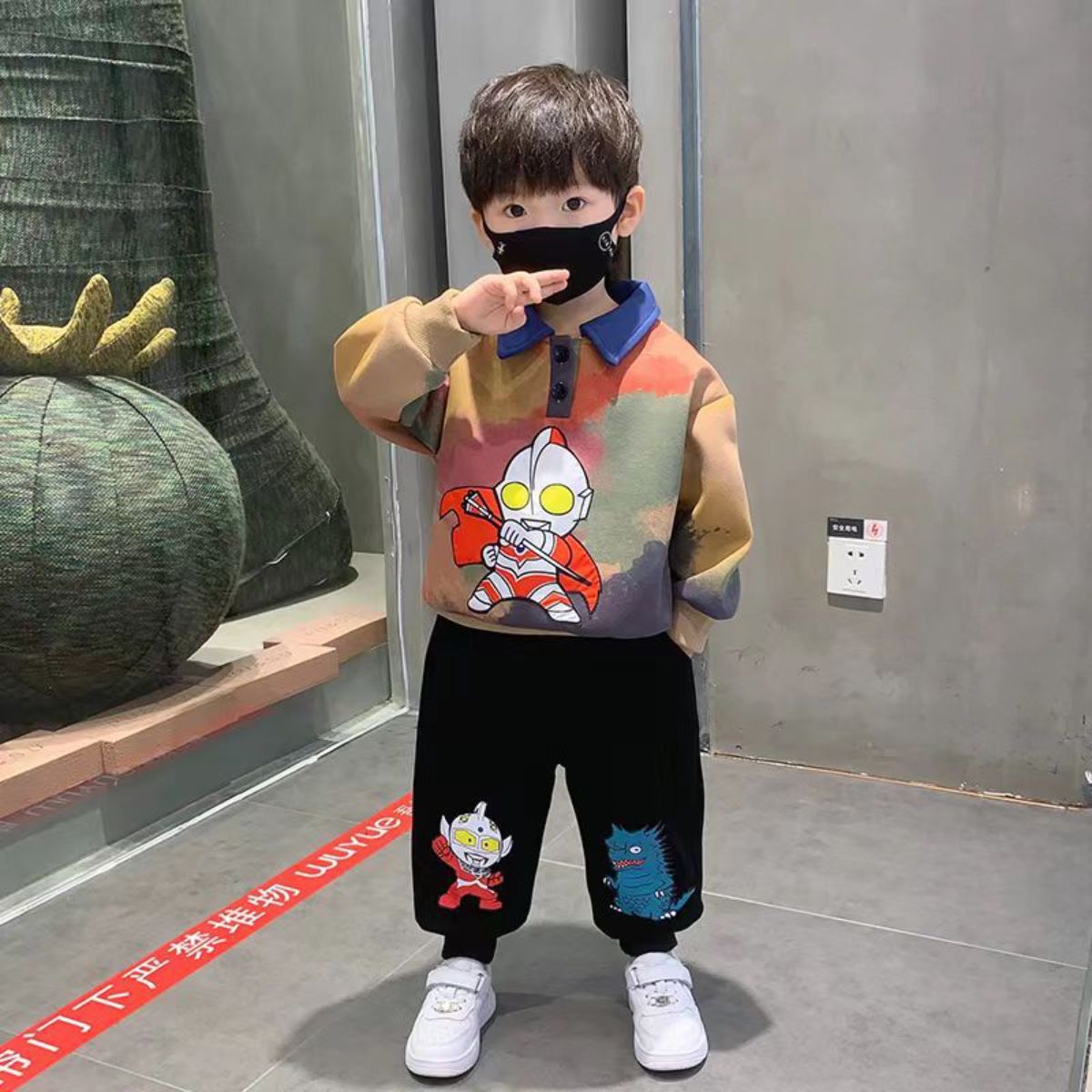 Ultraman Boys Spring Suit New Fashion Children's Spring and Autumn POLO Shirt Casual Sweater Two-piece Suit