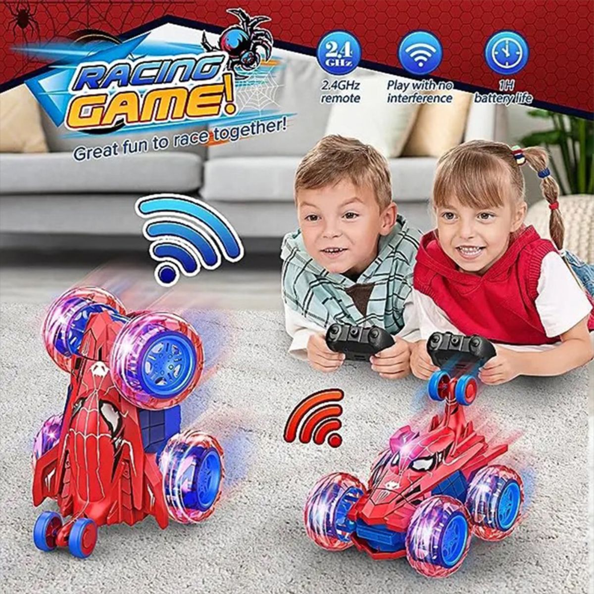 Children's remote control car 360 degree rotation stunt light remote control dump truck toy