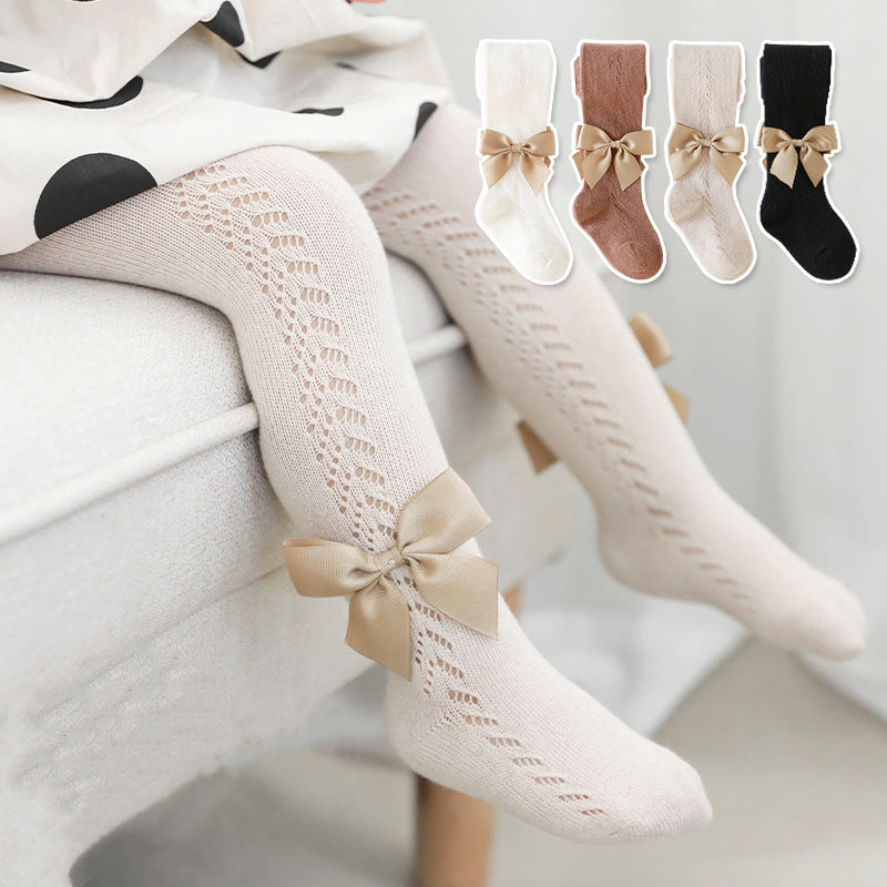 Baby Girl Bowknot Decor Footless Leggings Tights