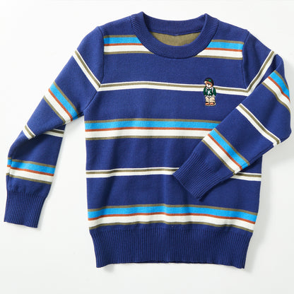 2–7 Years Striped Embroidered Sweater