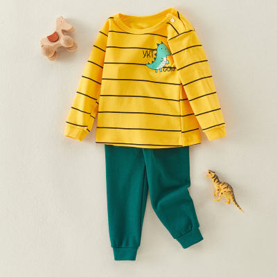 Toddler Boy Cartoon Printed Stripes T-shirt & Shorts Pajamas