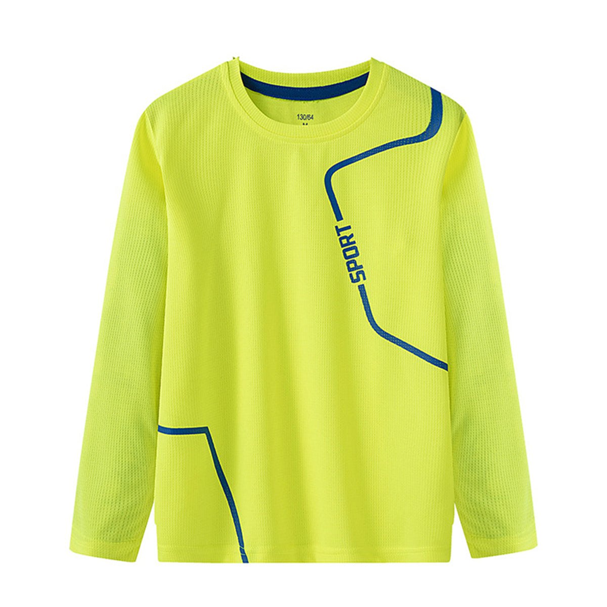 Boys' long-sleeved sports fitness solid color basic bottoming shirt