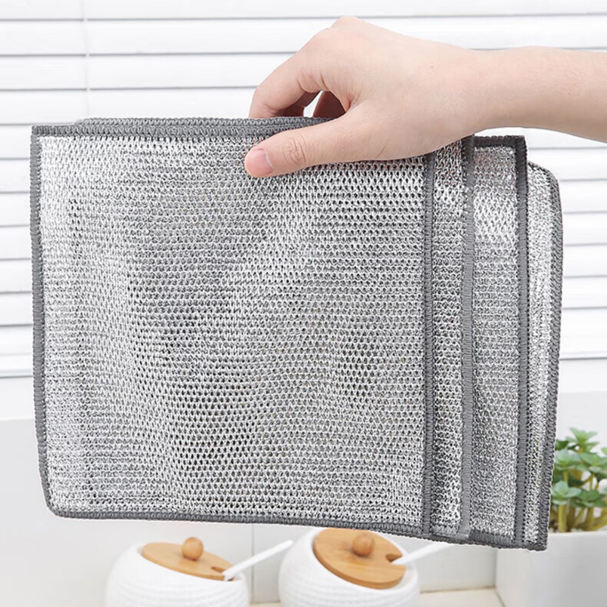 Double-sided silver wire cleaning cloth steel wire dish cloth 6 pieces