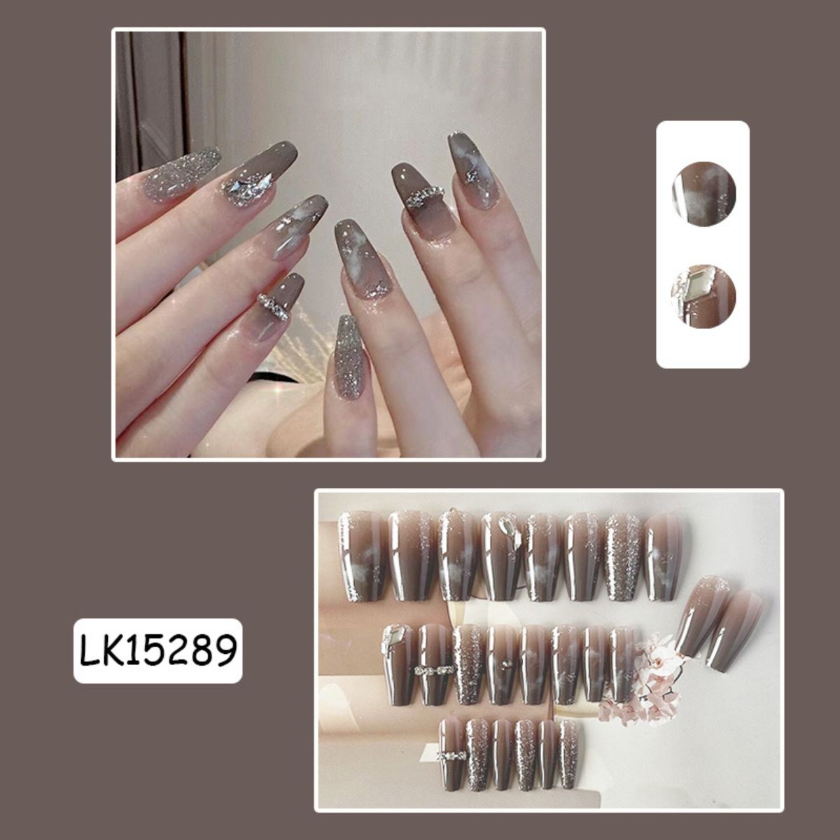 Light grey nail art for parties