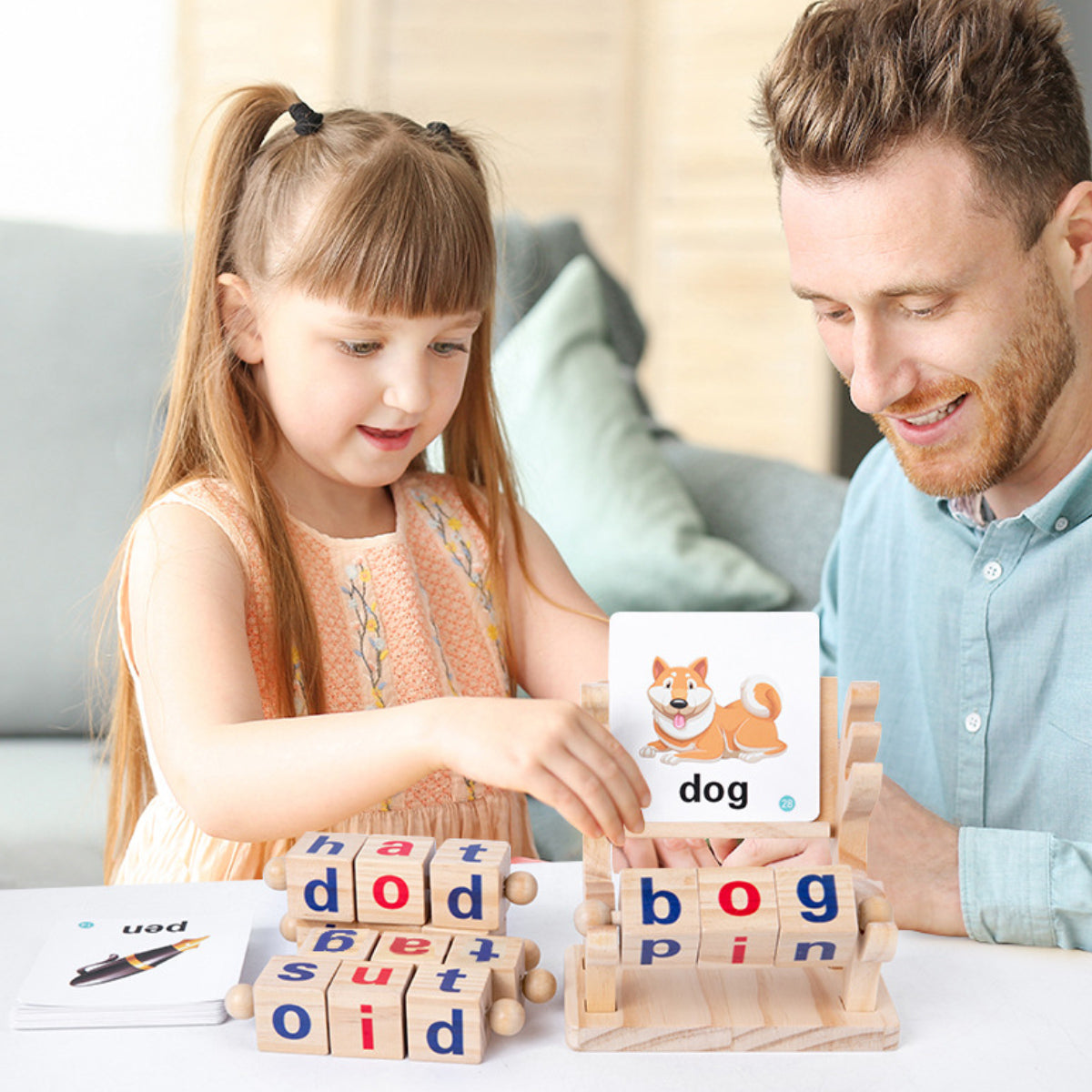 Deer vowel spelling word game for young children early childhood education puzzle letter recognition matching wooden toys