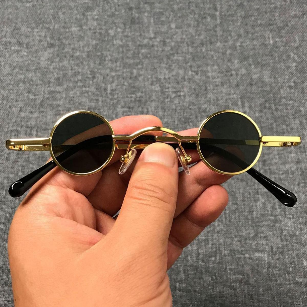 ins style punk round sunglasses prince mirror retro sunglasses men and women super small frame best man hip-hop concave shape