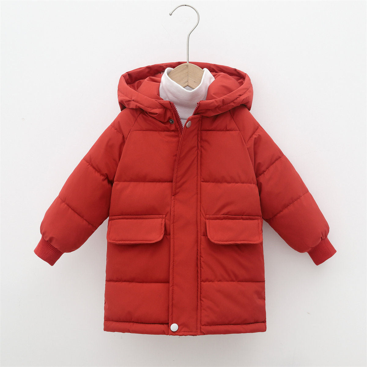 Winter solid color simple style short cotton coat for boys and girls