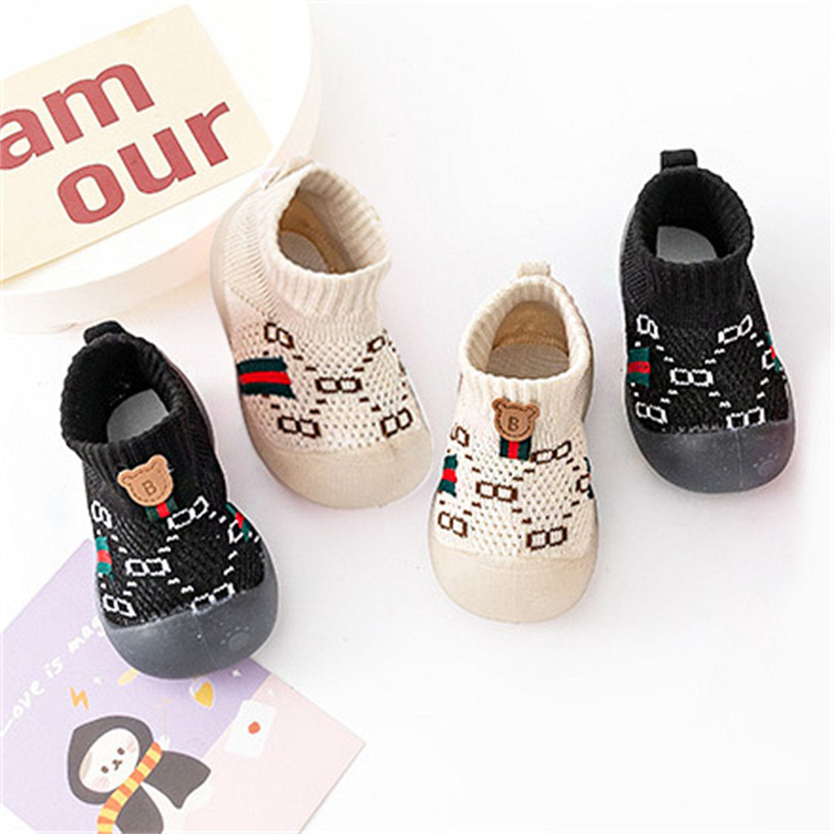 Children's mesh printed pattern non-slip toddler shoes