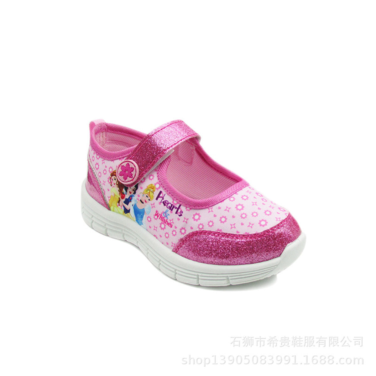 Little girls' shiny princess series pink soft bottom low top canvas shoes