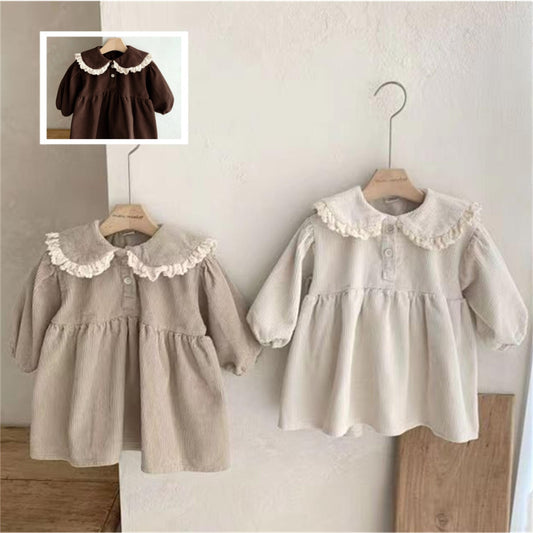 Girls baby wick skirt lace doll collar dress