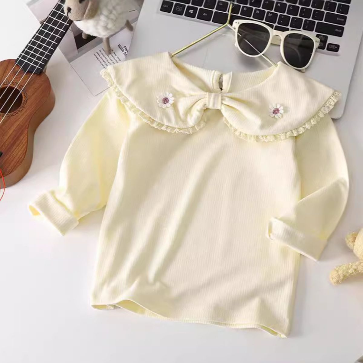 Autumn style girls all-match bottoming shirt children's autumn new style German velvet top children's lace collar bottoming