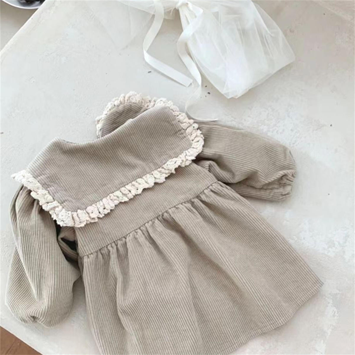 Girls baby wick skirt lace doll collar dress