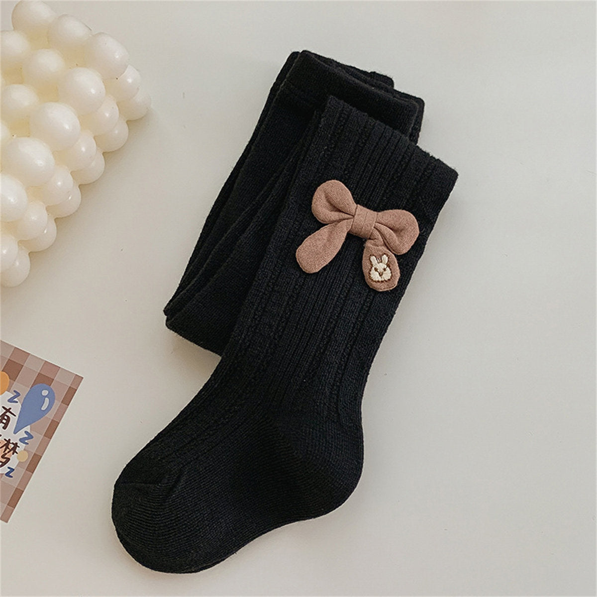 Children's spring and autumn knitted bow rabbit style cute sweet style tights