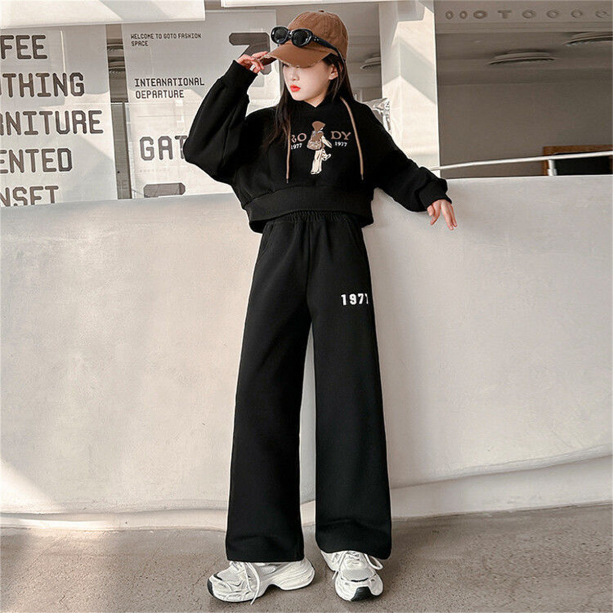 Fashion casual student sports style suit girl hooded sweater children's clothing