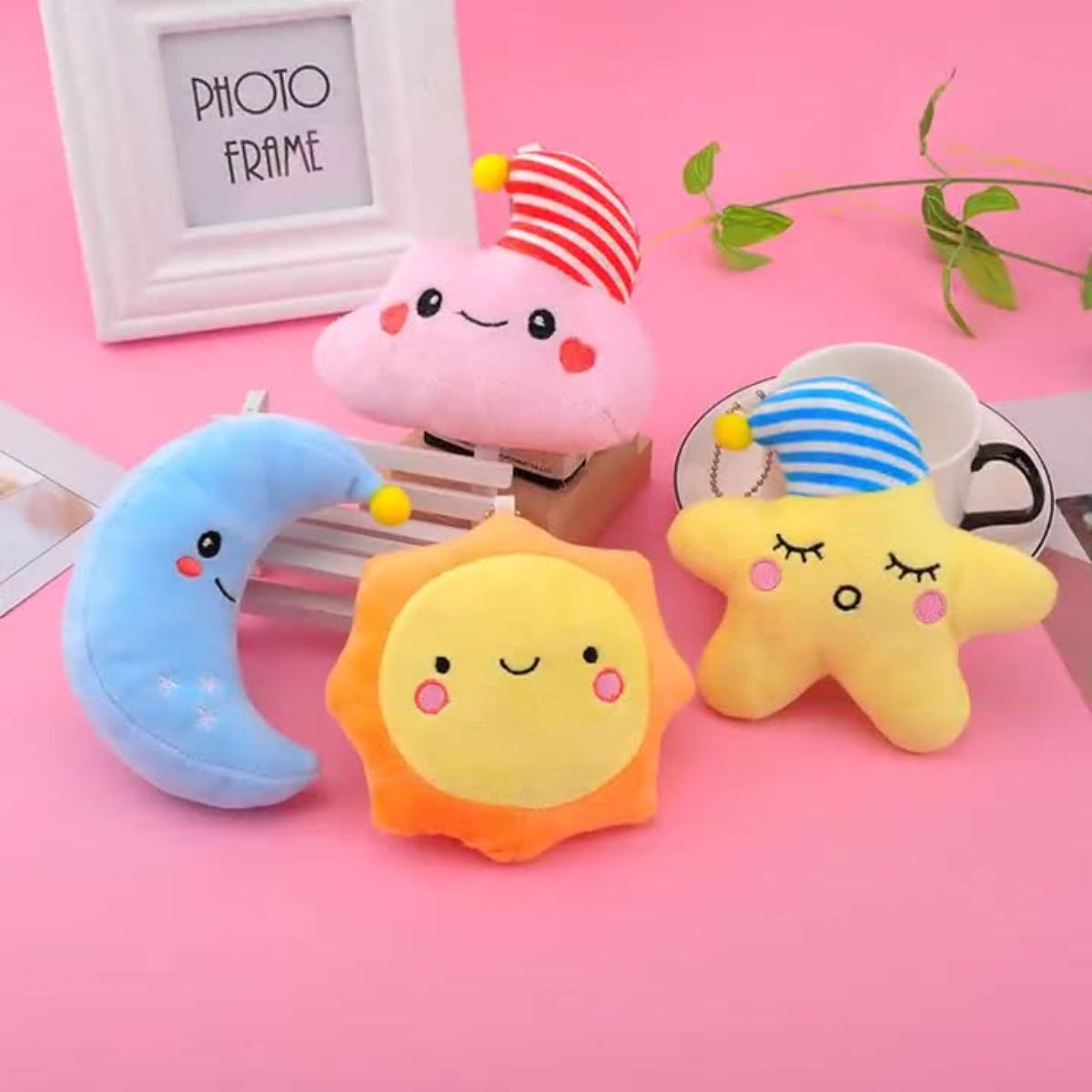 Stars, moon, sun, white clouds plush pendant toys