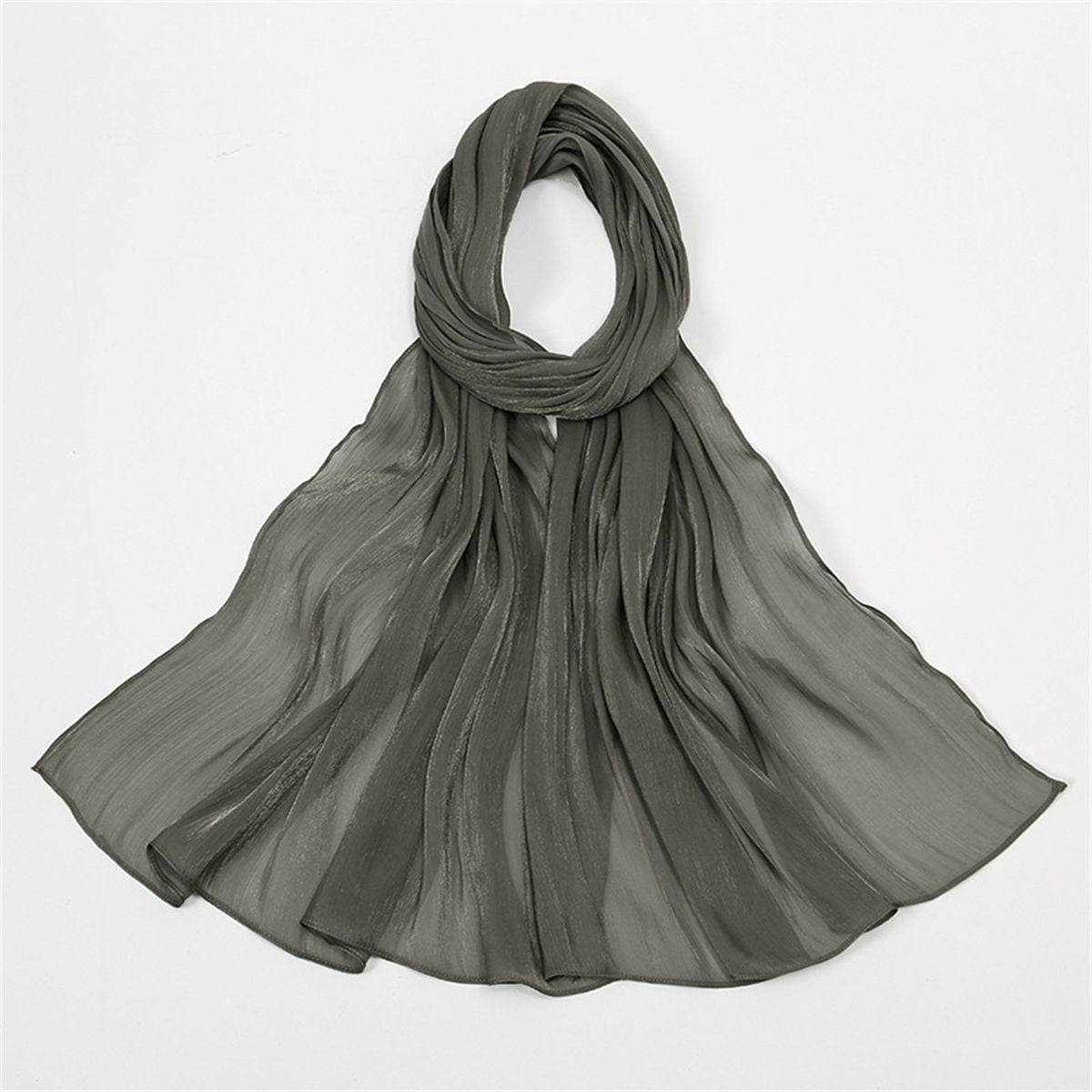 Women&#39;s solid color simple style breathable bright silk chiffon scarf