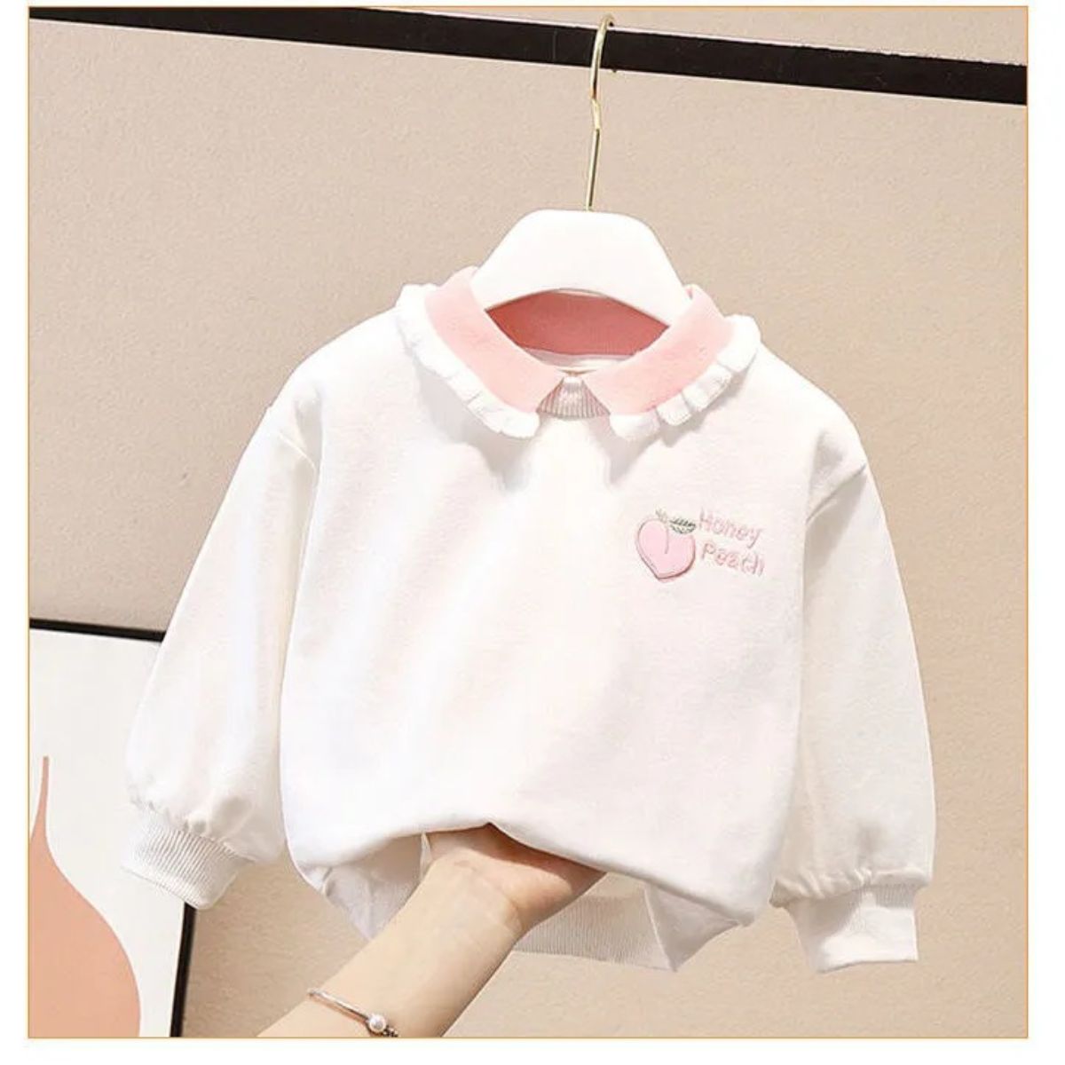 Girls' sweatshirts for spring and autumn, loose pullovers, long-sleeved T-shirts for girls, bottoming shirts, spring tops