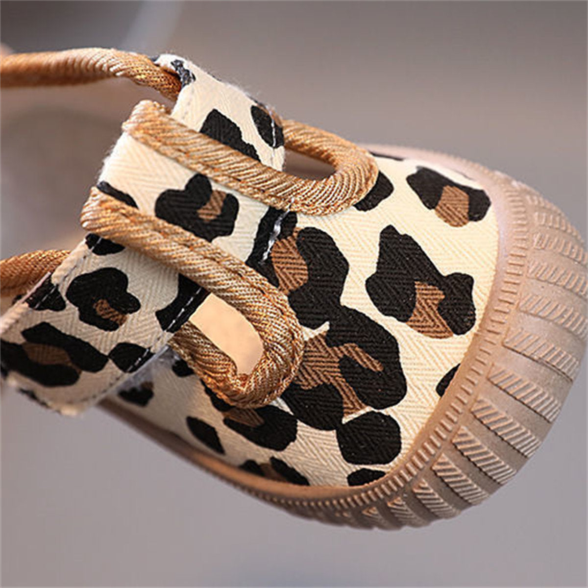 Little girls cute leopard check soft sole fabric toddler shoes