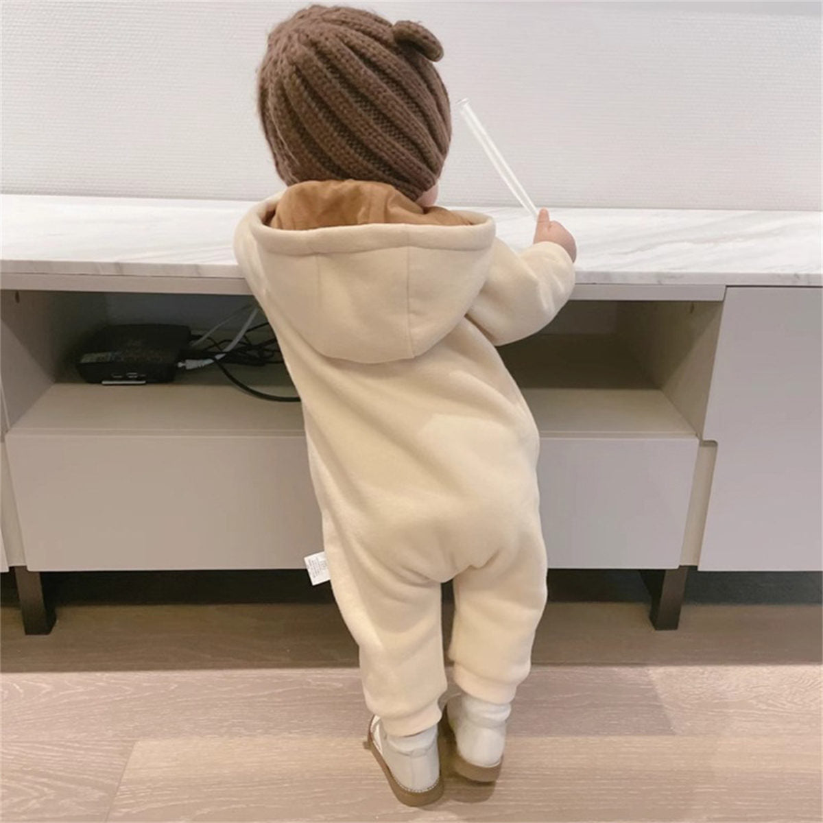 Baby autumn and winter warm fleece cloud jumpsuit