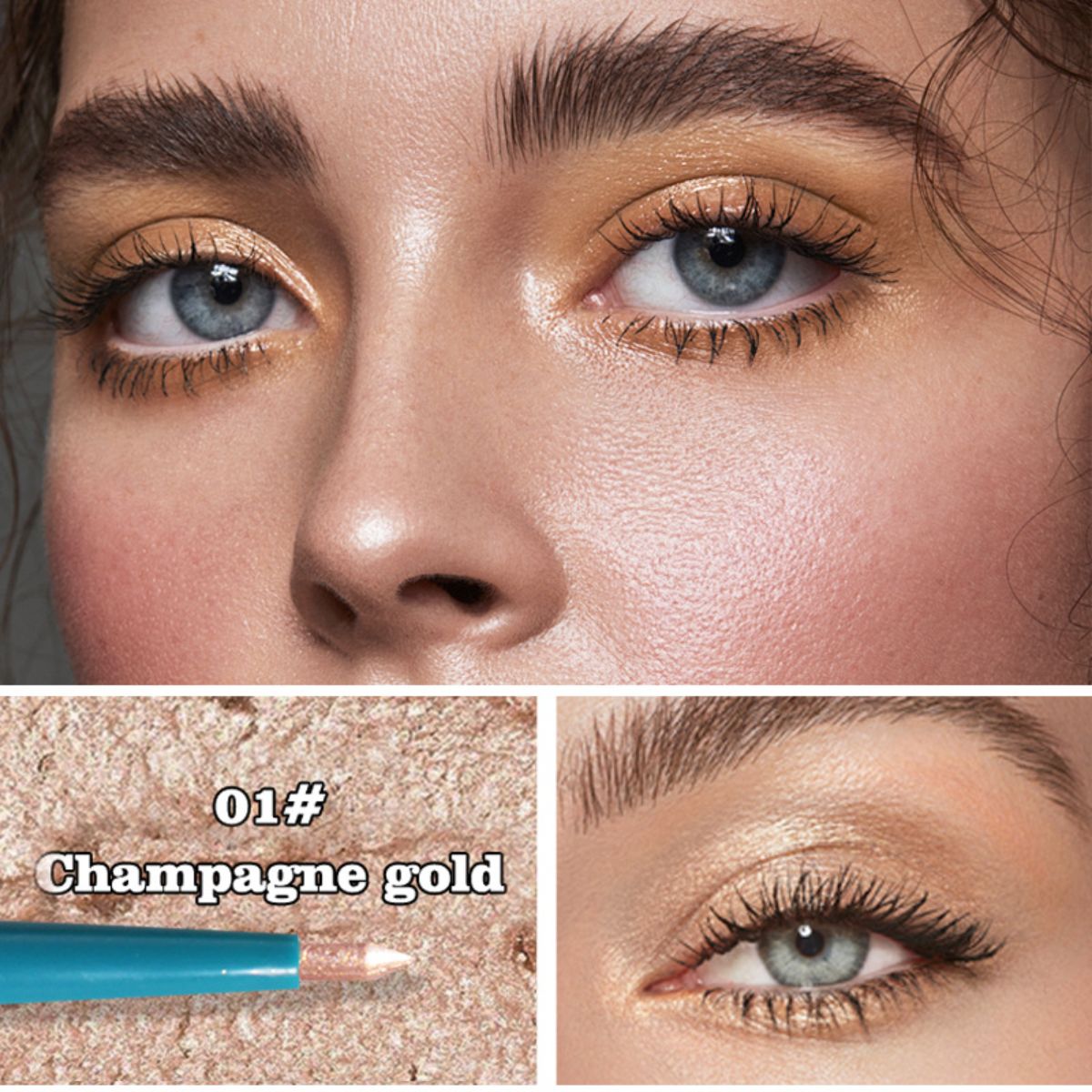 Eyeshadow stick for eye bags with pearlescent glitter and non-smudge makeup