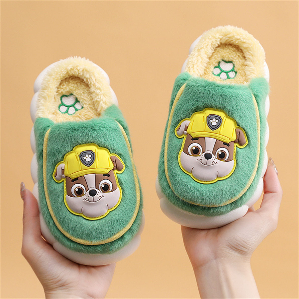 Children's Paw Patrol furry shoes for boys and girls, indoor warm and non-slip cartoon cotton slippers