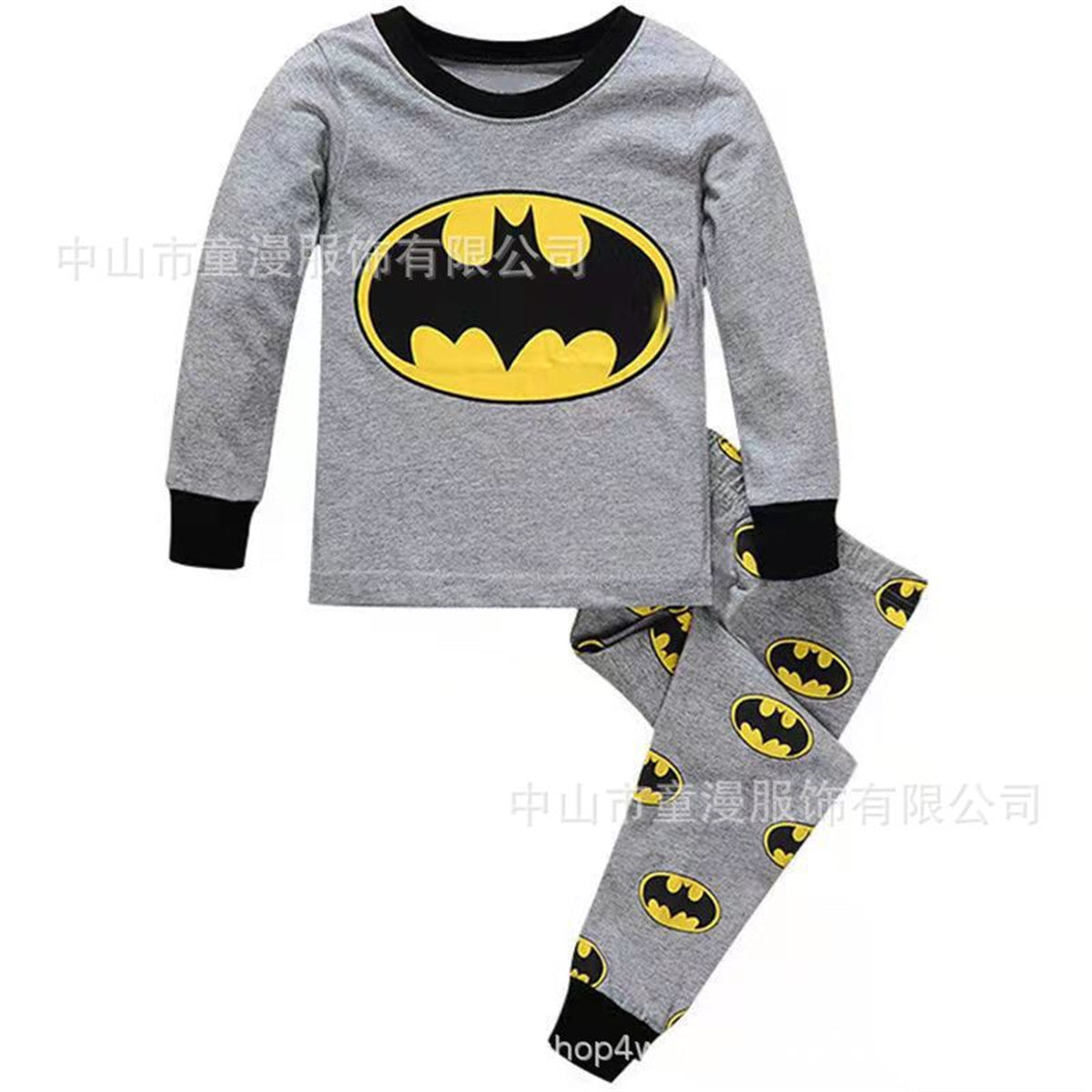 Boys' cotton long-sleeved printed Batman hero autumn and winter home wear suit