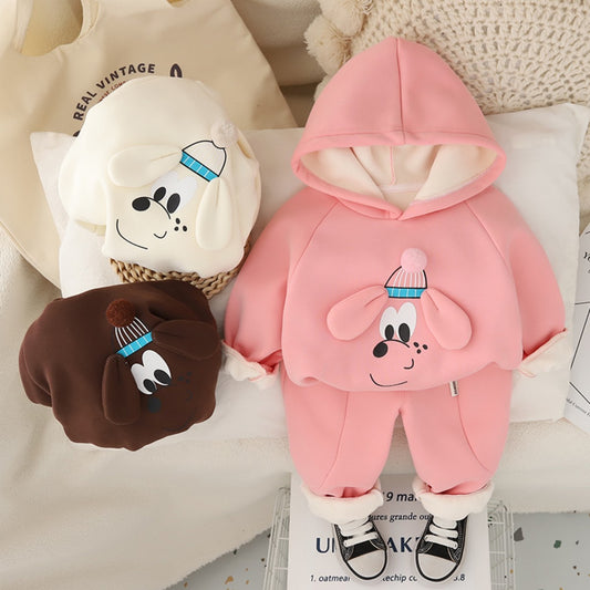 Girls cute suit autumn and winter style girls sweatshirt sweatpants casual two-piece suit children's winter style