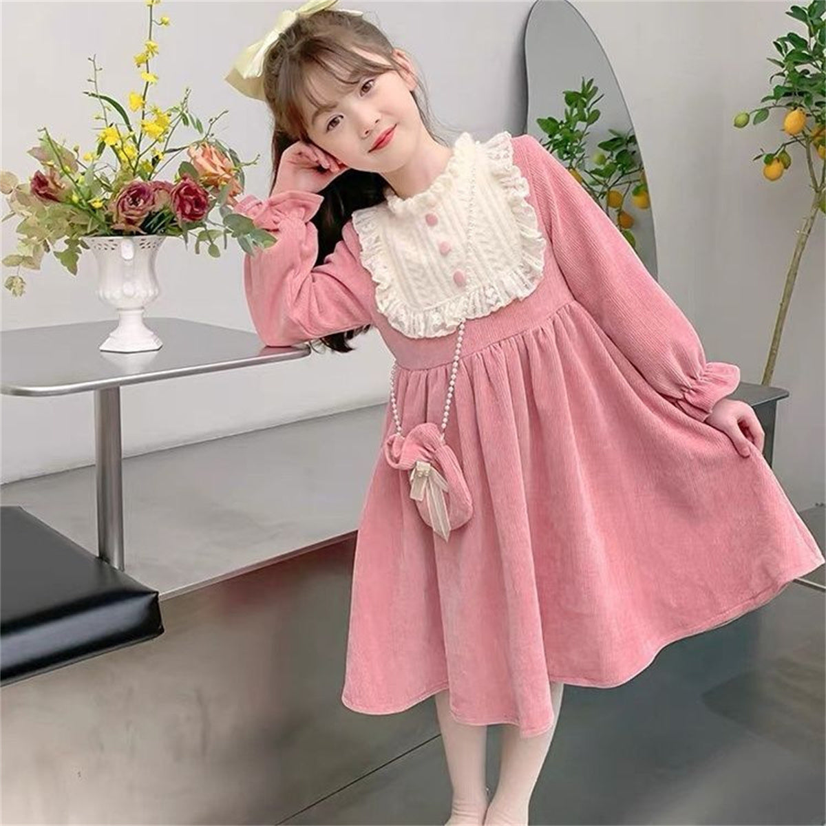 girls' fashionable winter thickened dress