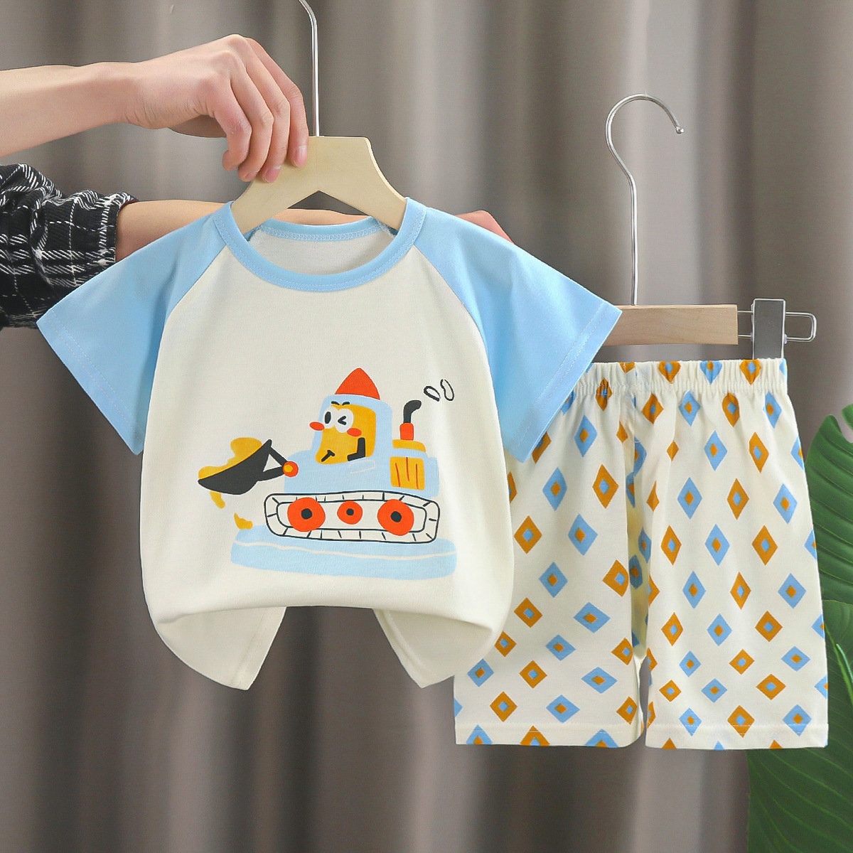 Children's 2-piece printed short-sleeved suit