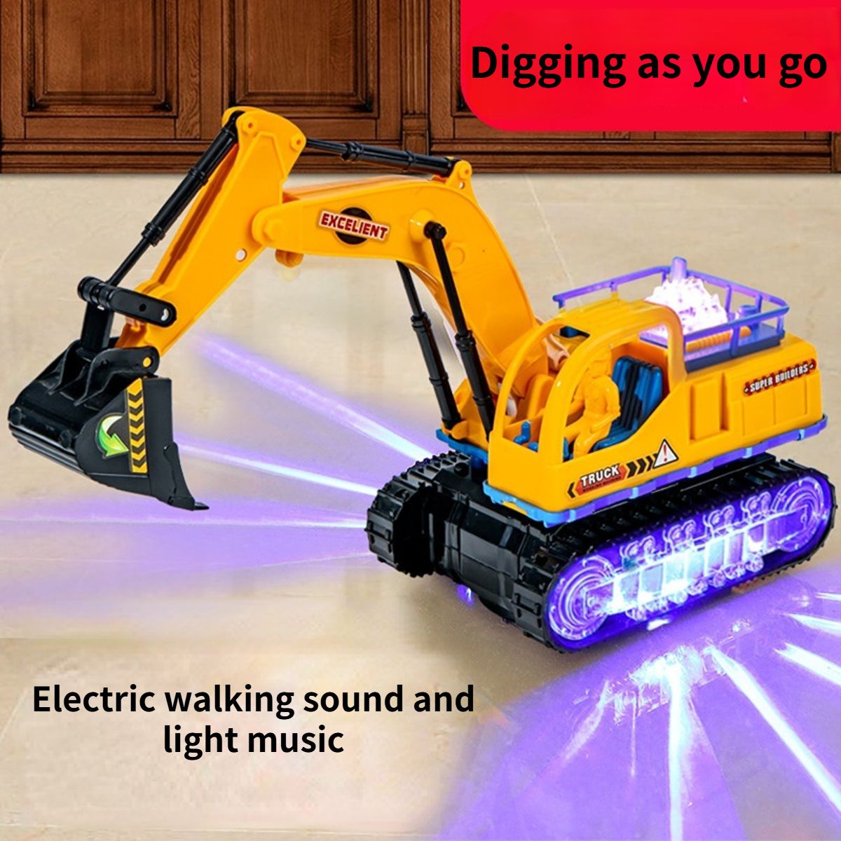 Electric sound and light engineering excavator toy